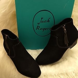 Jack Rogers Black Suede Ankle Boot WB